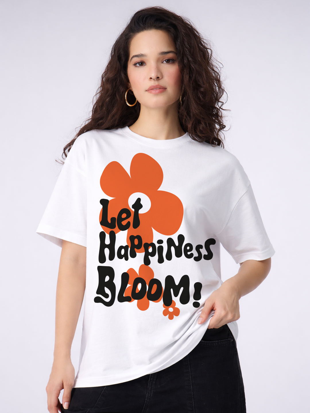 Happiness Bloom Crew Neck Oversized T-Shirt