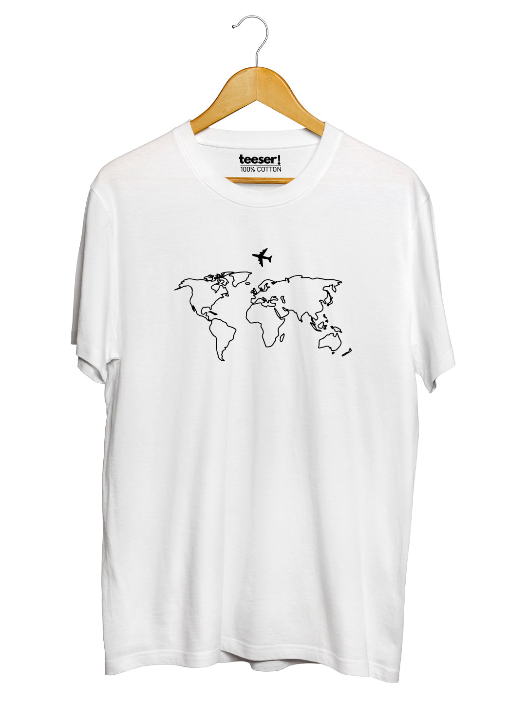 World Map Airplane Regular Fit T-Shirt