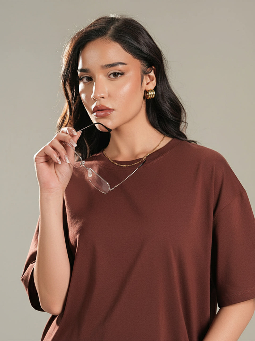 Classic Brown Oversize T-Shirt For Women