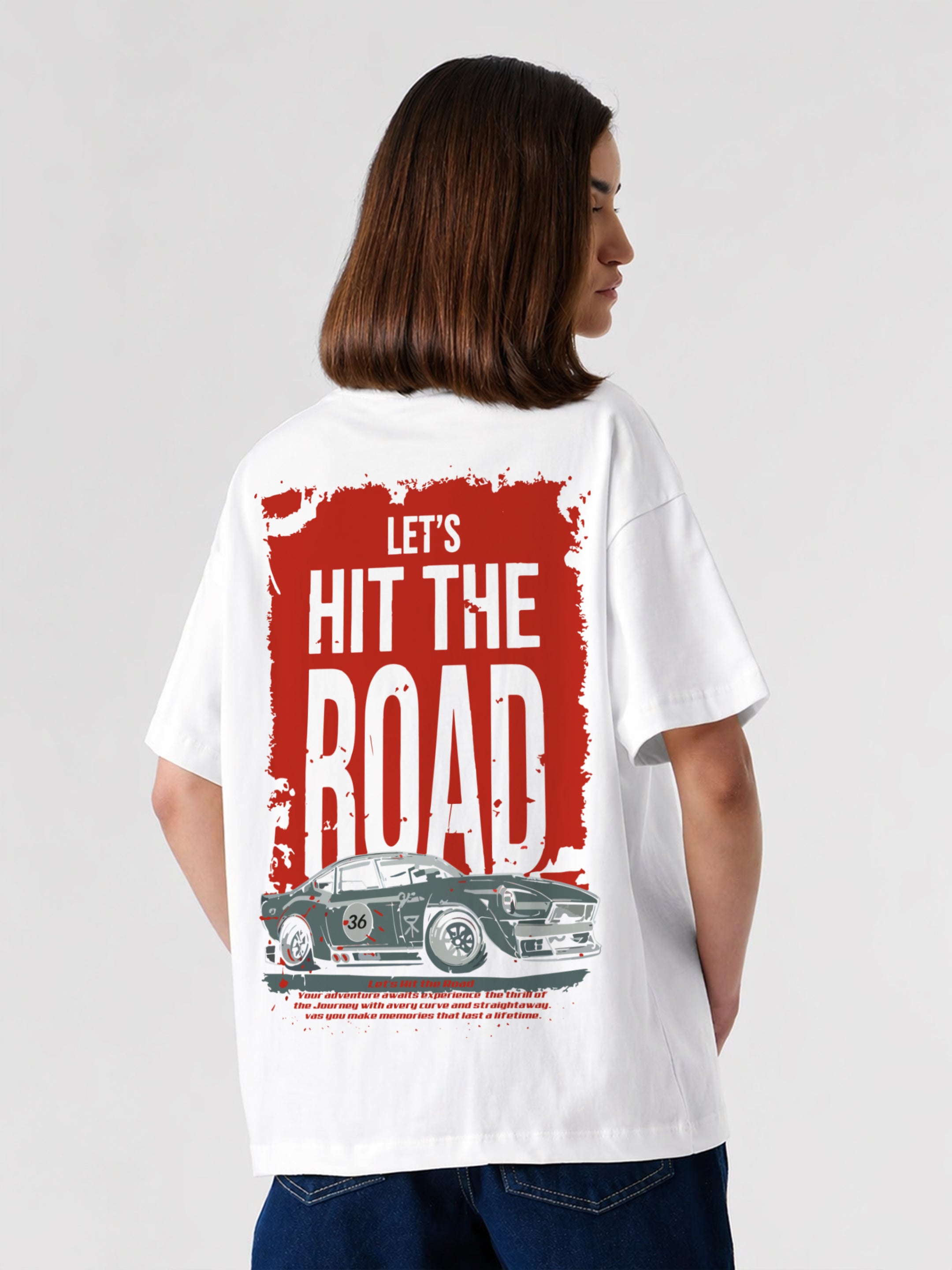 Let's Hit The Road Oversized Fit T-Shirt For Women