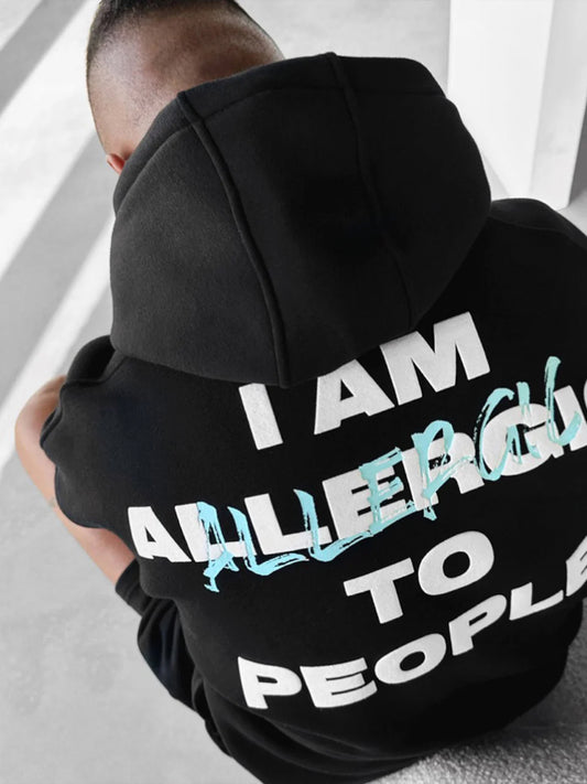 I Am Allergic Oversized Graphic Hoodie