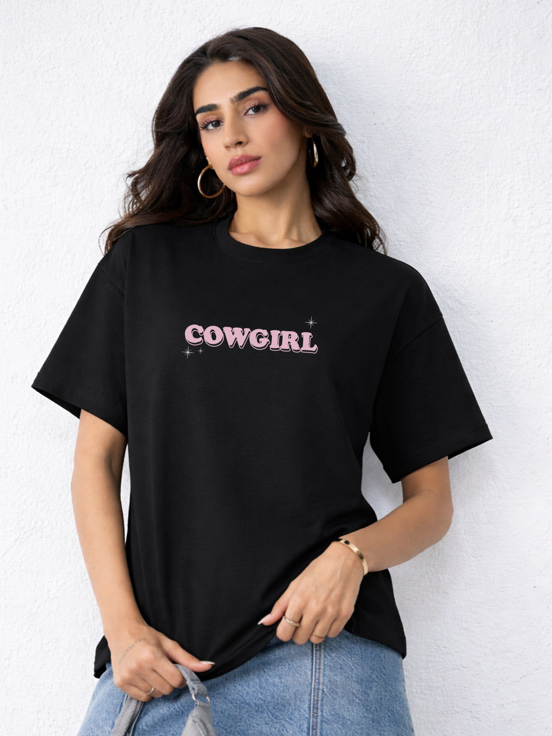 Cow Girl Oversized T-Shirt For Women