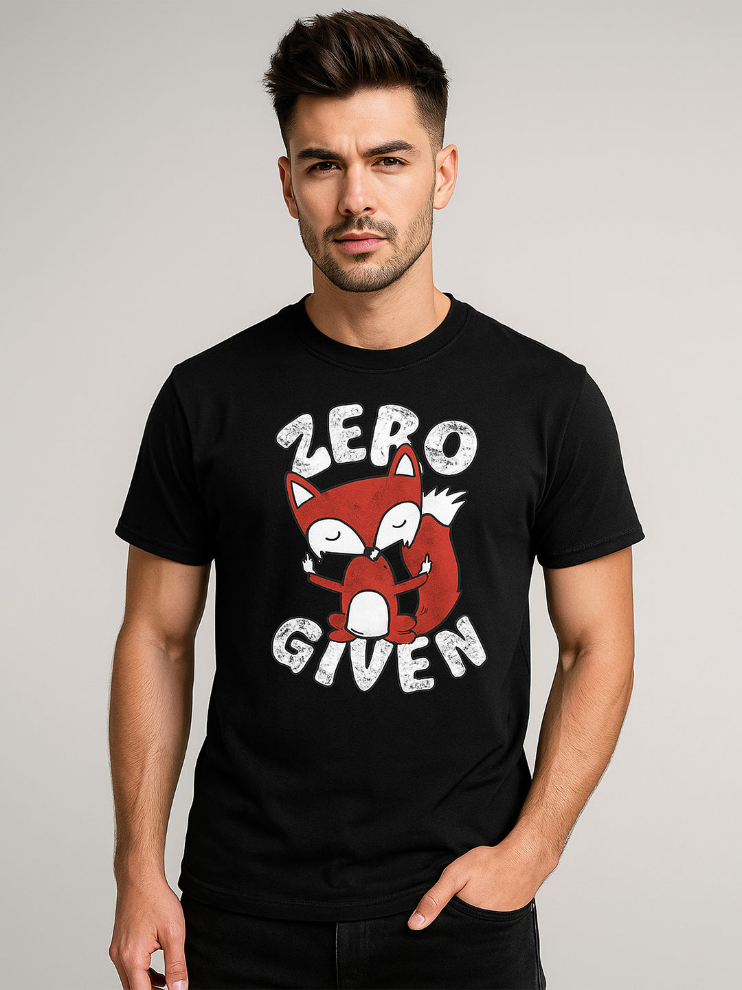 تيشيرت بقصة عادية بتصميم "Zero Fox Given"