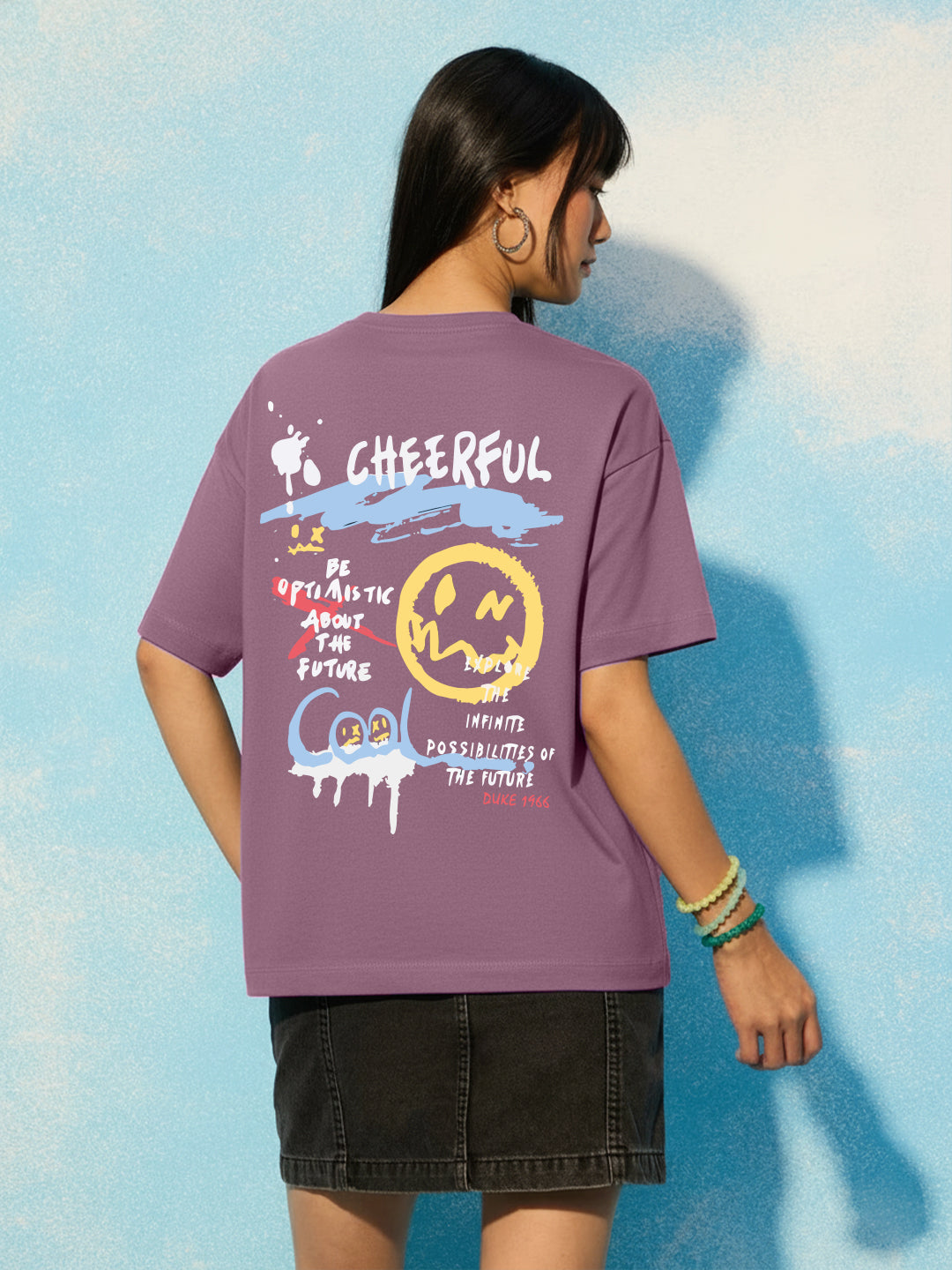 Cheerful Oversized Fit T-Shirt For Women