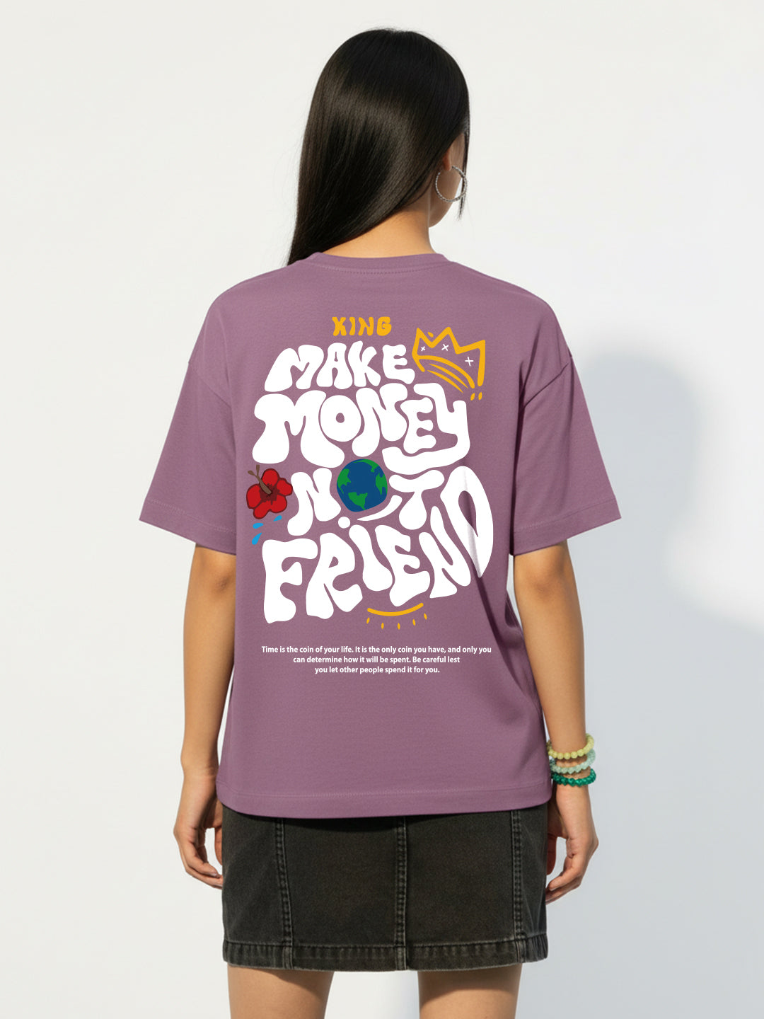 Make Money Not Friend Oversized Fit T-Shirt For Women