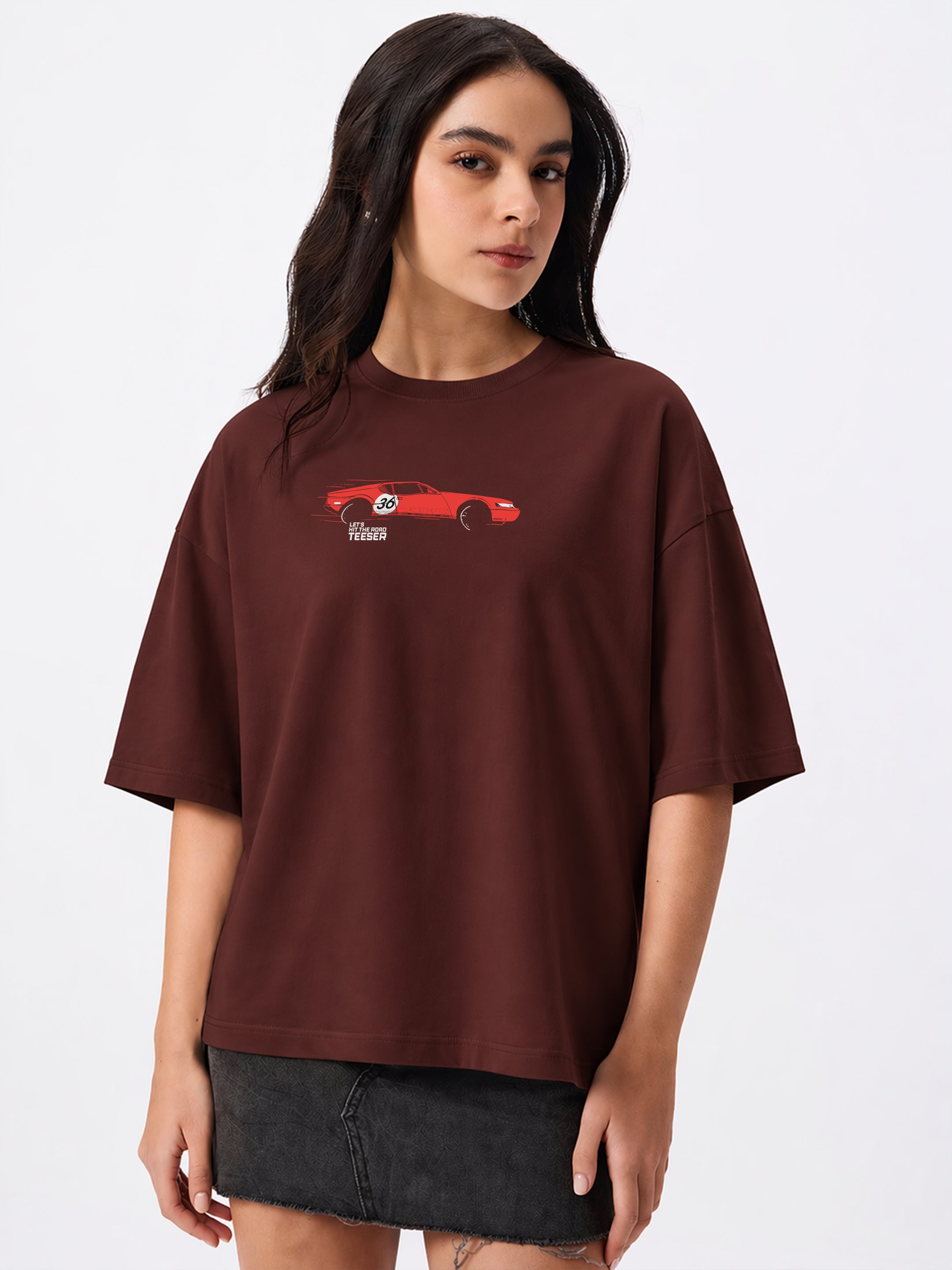 Let's Hit The Road Oversized Fit T-Shirt For Women