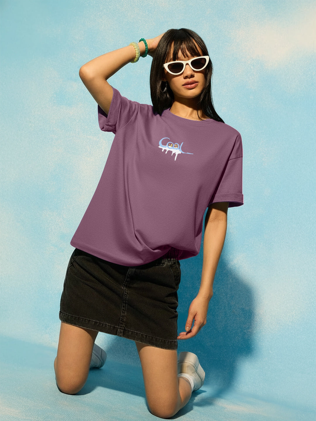 Cheerful Oversized Fit T-Shirt For Women