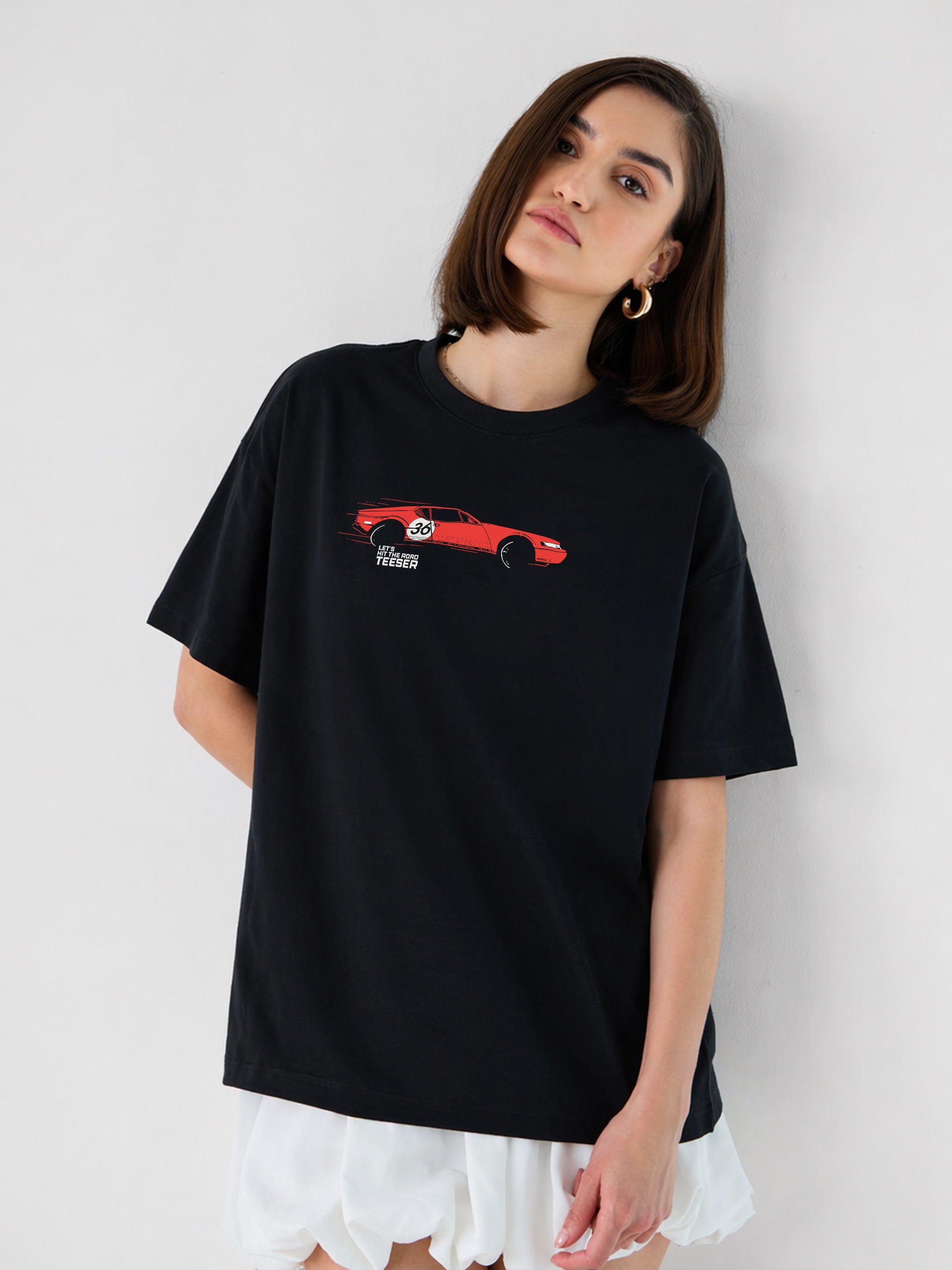 Let's Hit The Road Oversized Fit T-Shirt For Women
