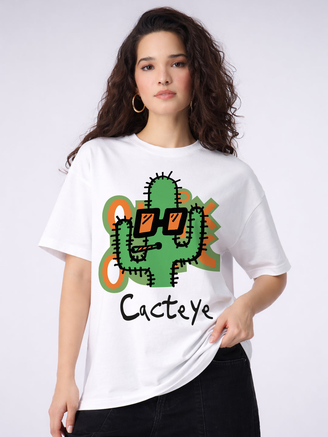 Cacteye Oversized Fit T-Shirt For Women