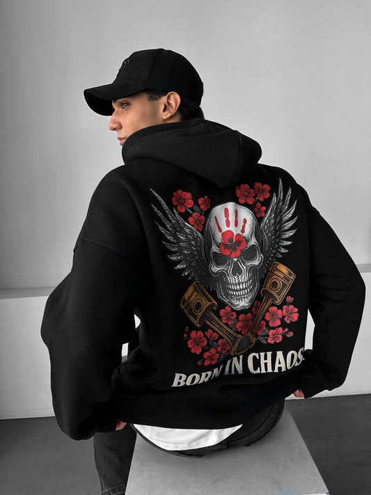 Born in Chaos Drop Shoulder Graphic Hoodie