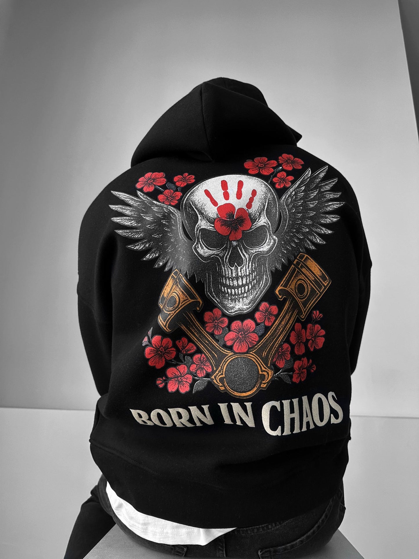 Born in Chaos Drop Shoulder Graphic Hoodie