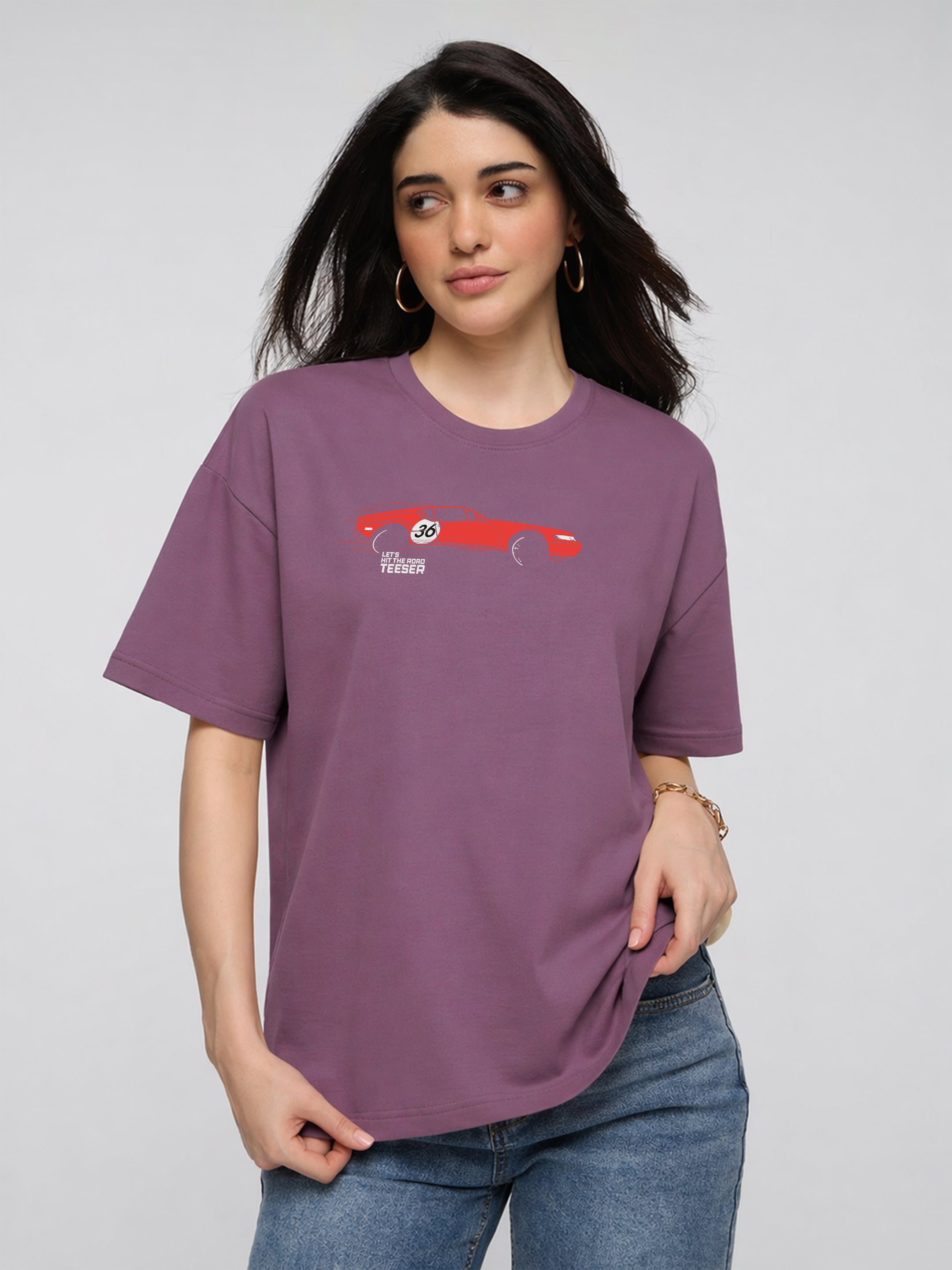 Let's Hit The Road Oversized Fit T-Shirt For Women