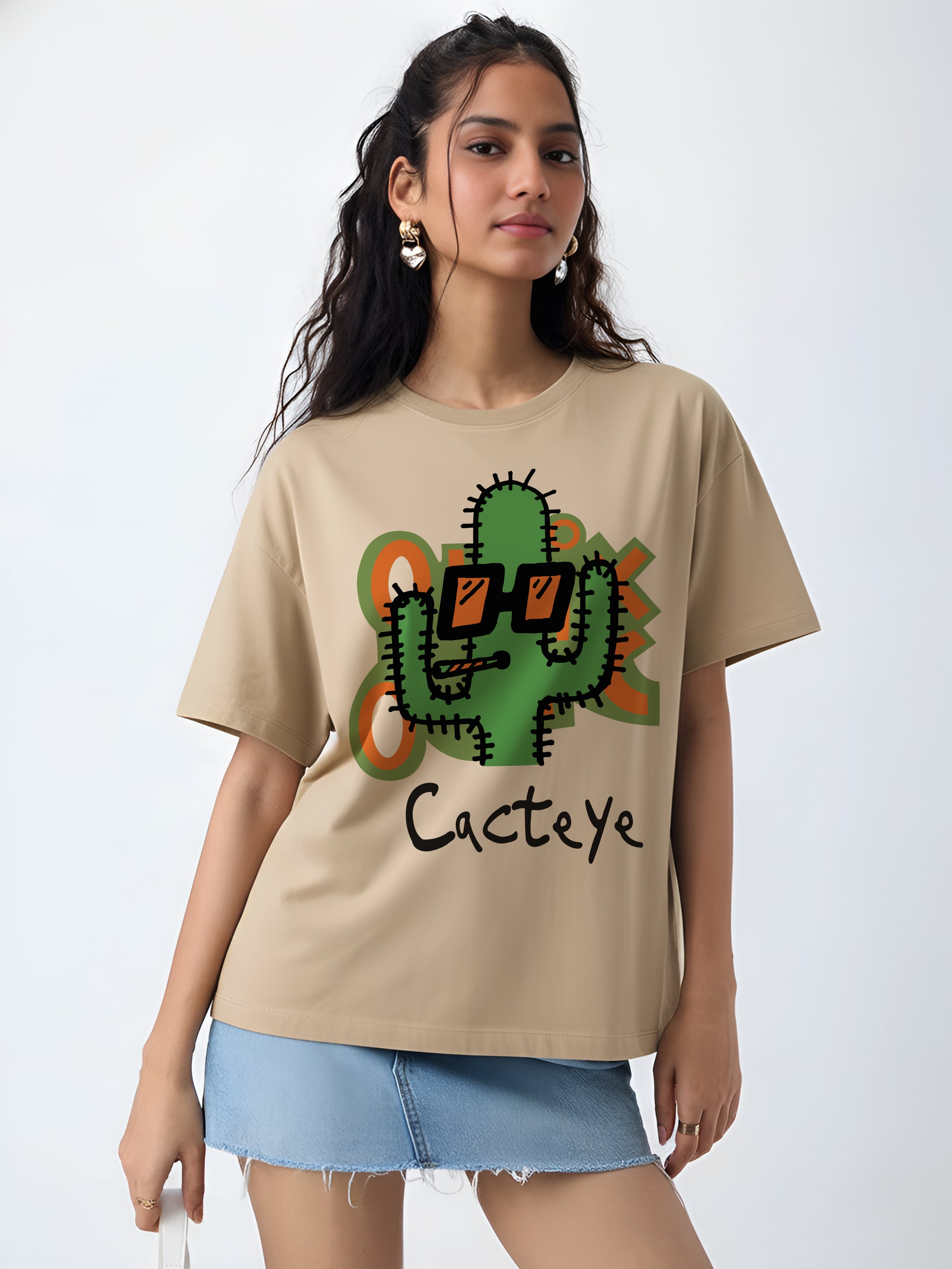 Cacteye Oversized Fit T-Shirt For Women