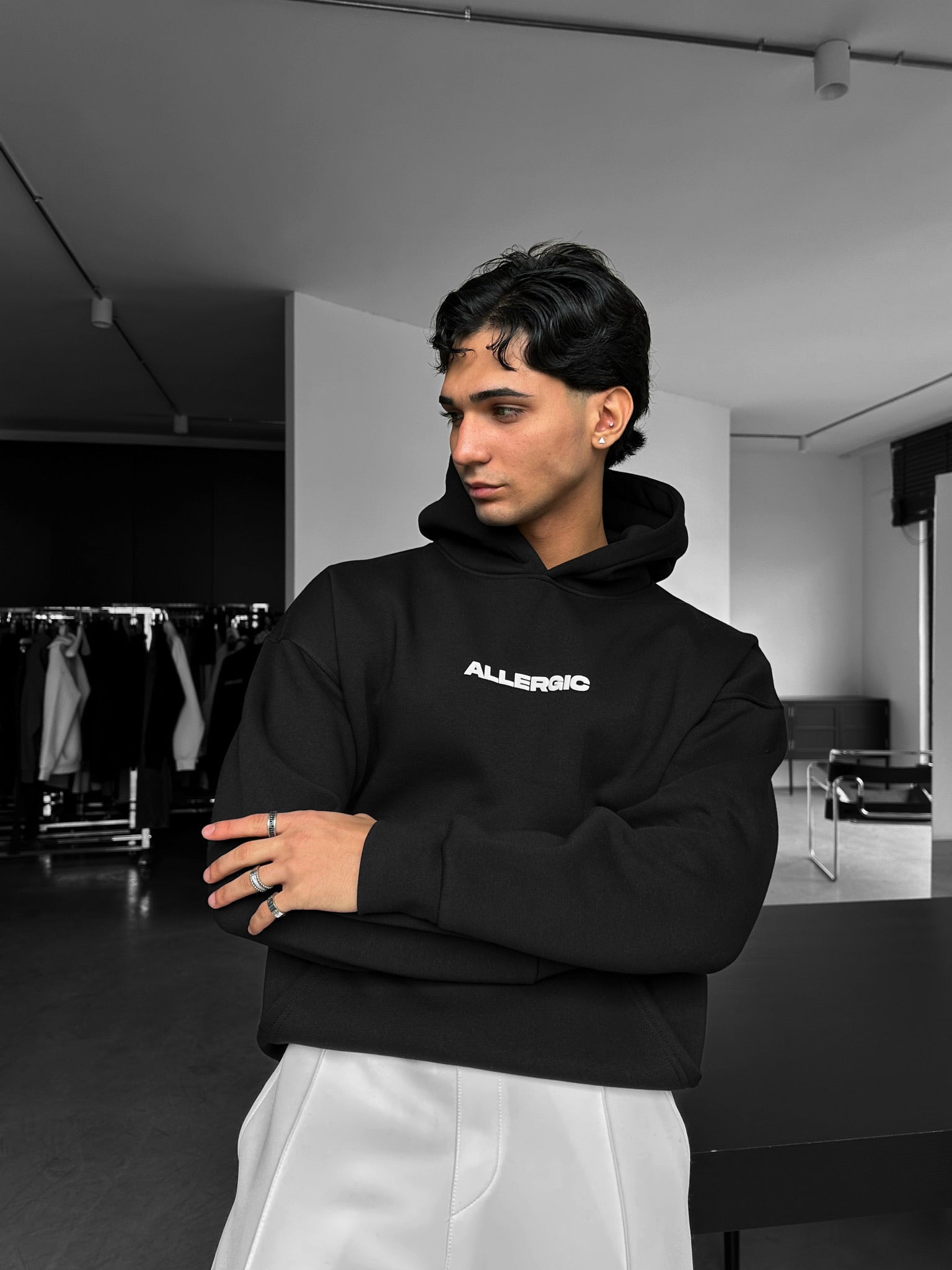 I Am Allergic Oversized Graphic Hoodie