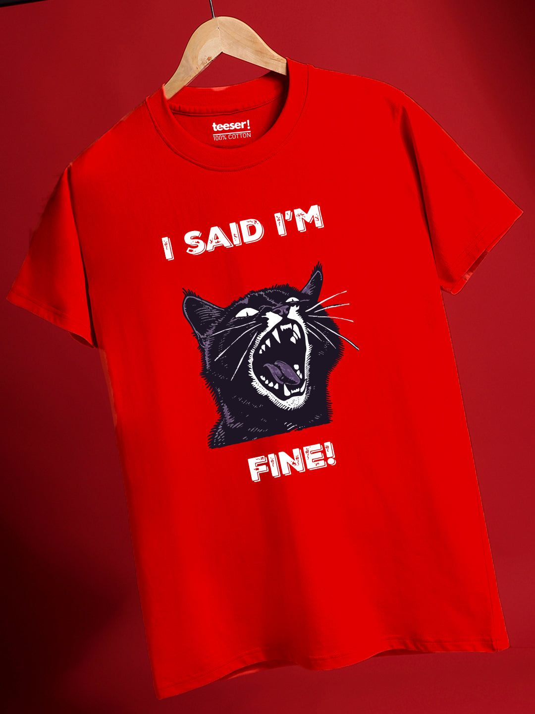 Red t-shirt with a black panther graphic and text on a red background
