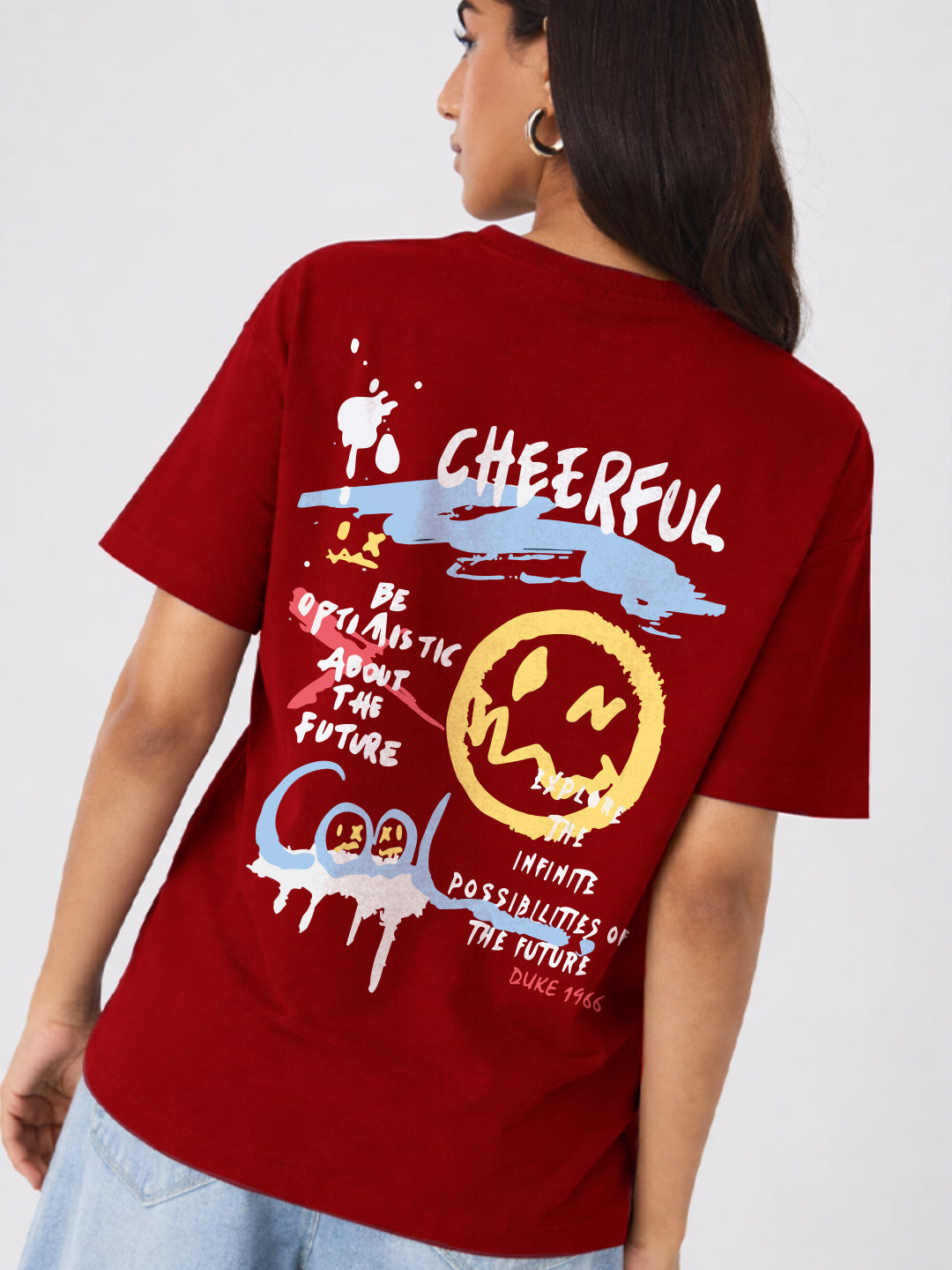 Cheerful Oversized Fit T-Shirt For Women