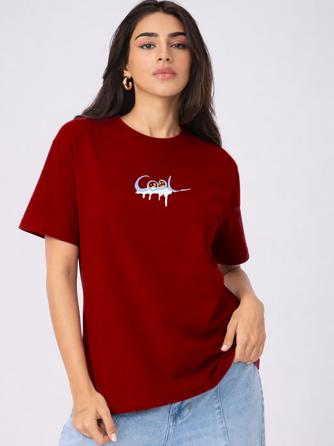Cheerful Oversized Fit T-Shirt For Women