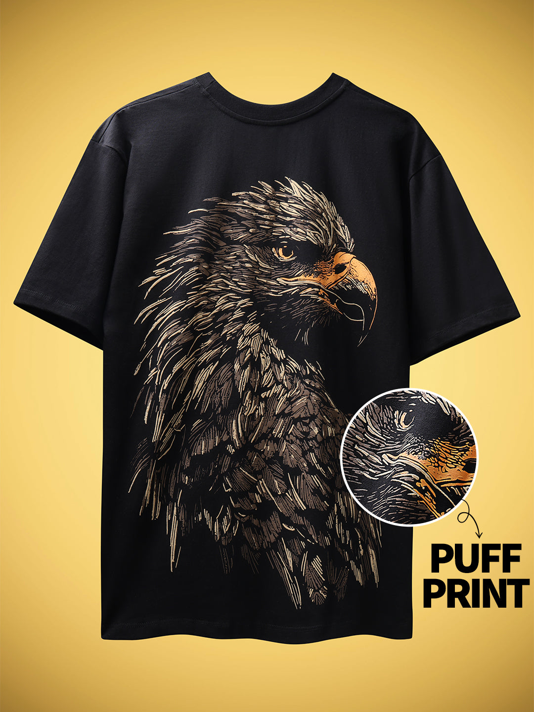 Majestic Eagle Puff Print Unisex Oversize T-Shirt
