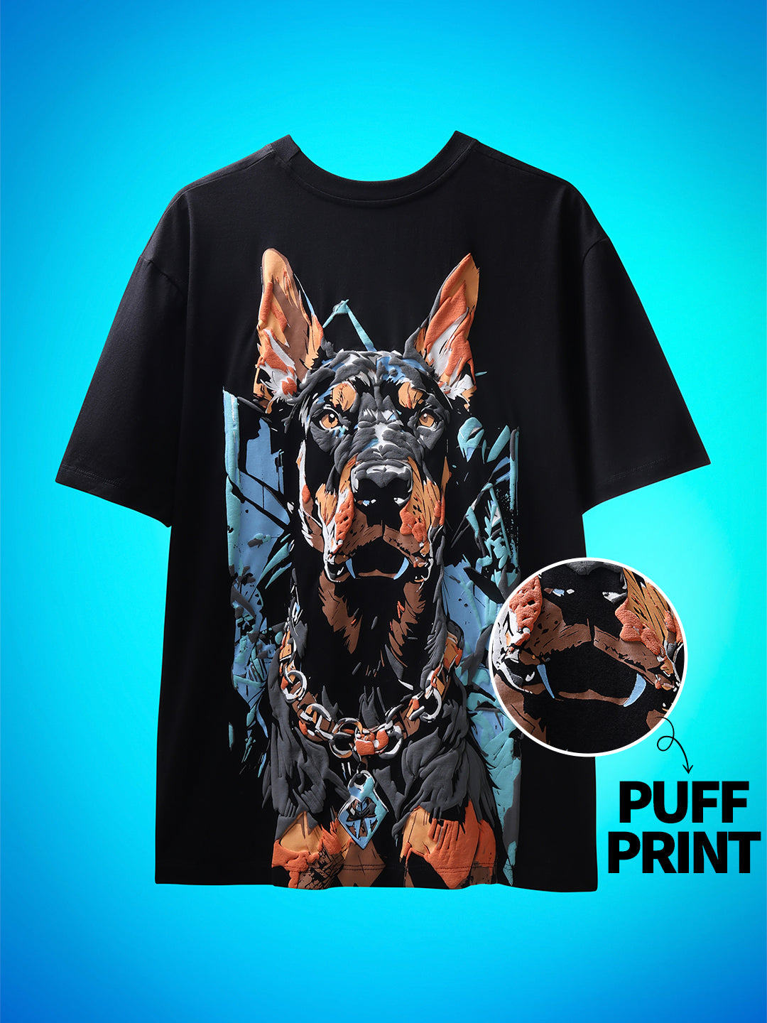 Doberman Puff Print Unisex Oversize T-Shirt