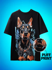 Doberman Puff Print Unisex Oversize T-Shirt