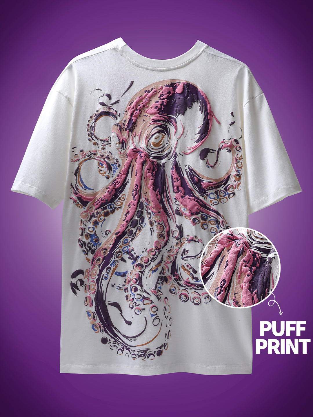 Ocean Beast Puff Print Unisex Oversize T-Shirt