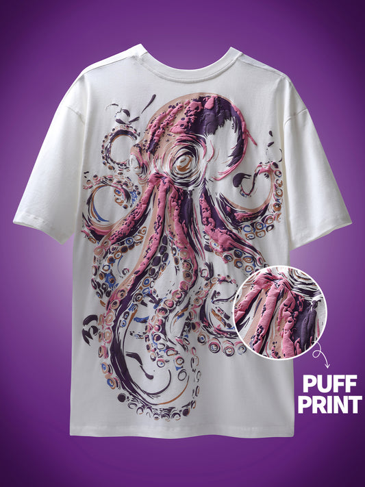 Ocean Beast Puff Print Unisex Oversize T-Shirt