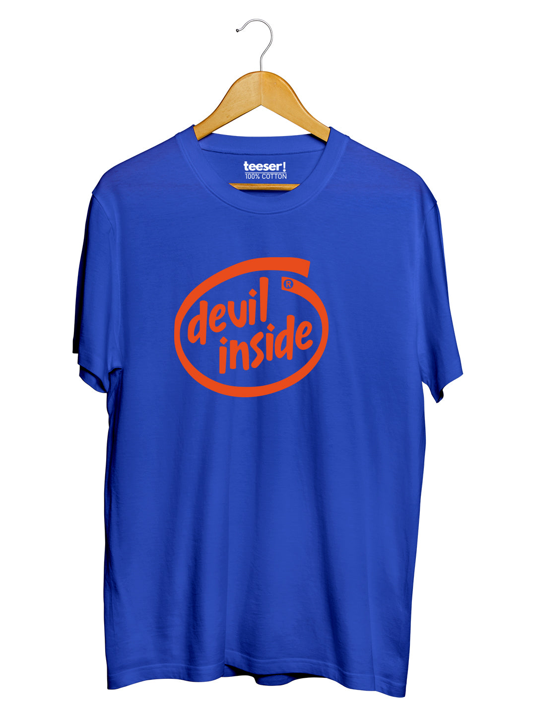 Devil Inside Regular Fit T-Shirt - Blue