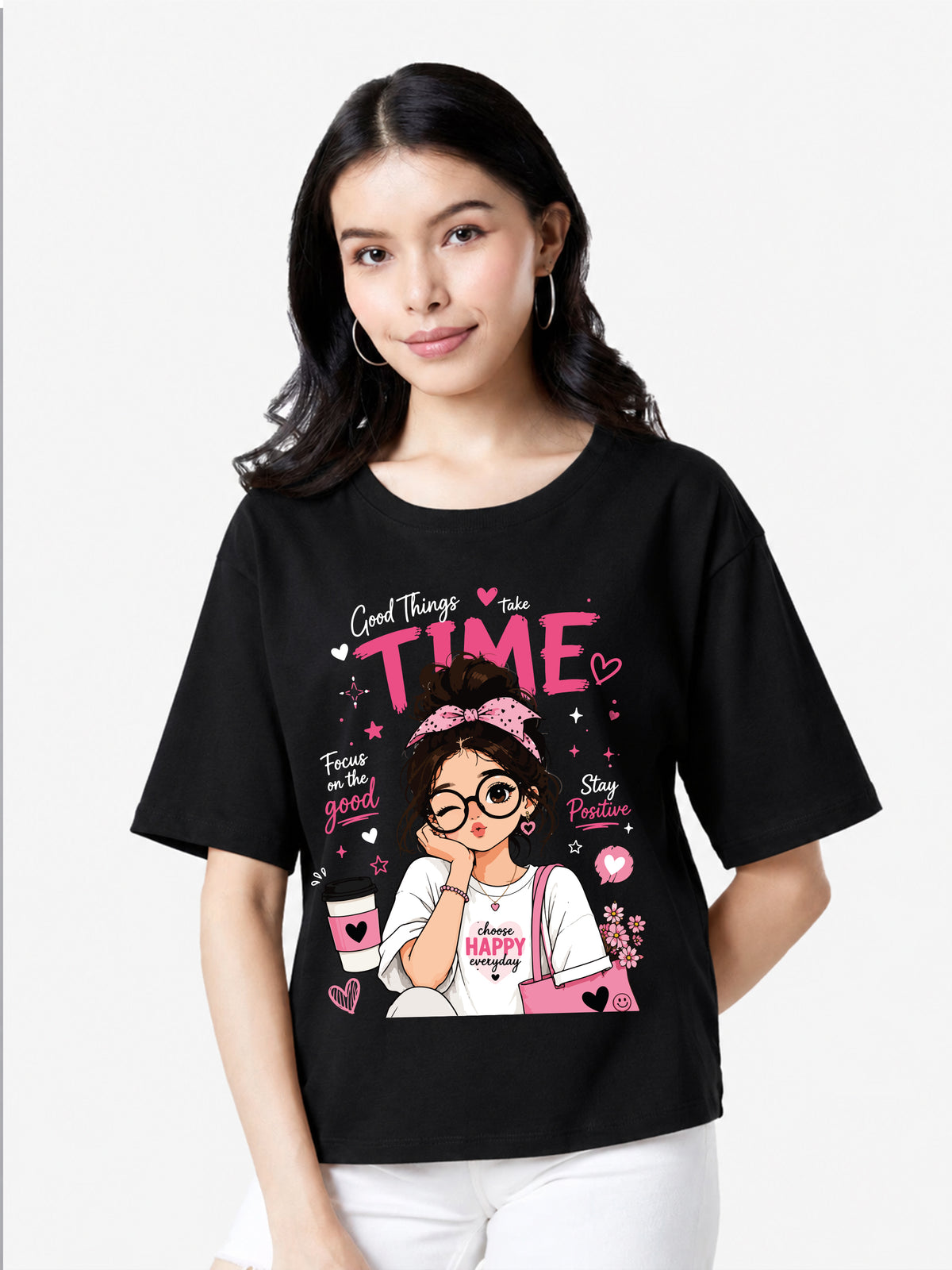 Good Things Take Time Oversized T-Shirt - Black