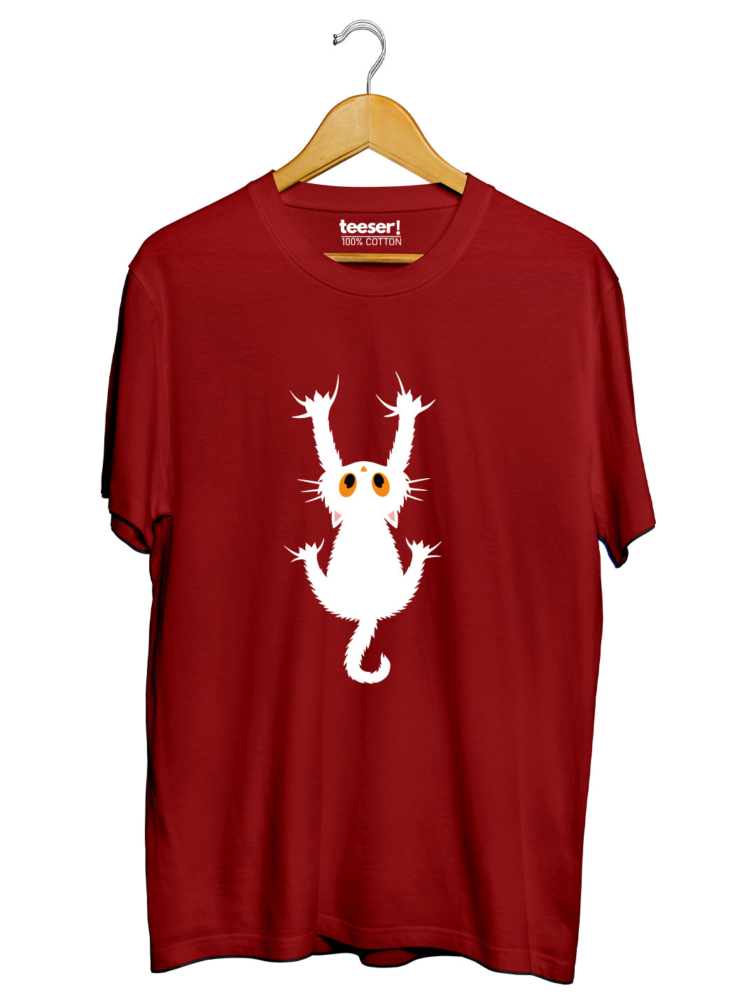 Hanging Cat Regular Fit T-Shirt - Red