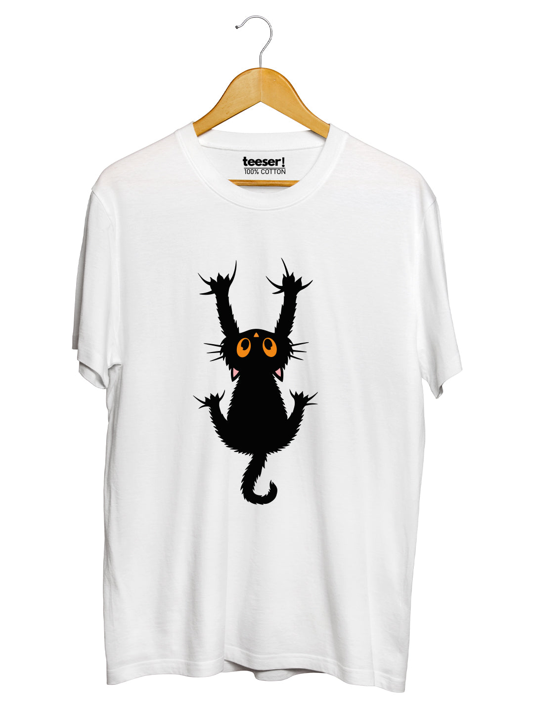 Hanging Cat Regular Fit T-Shirt - White