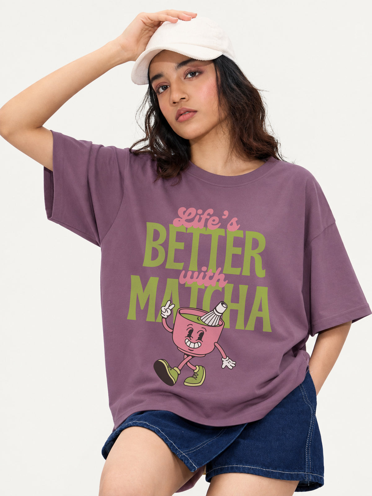 Life's Better With Matcha Oversized T-Shirt - Purple