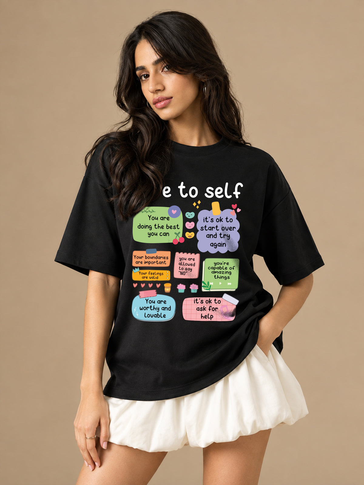 Note To Self Oversized T-Shirt - Black